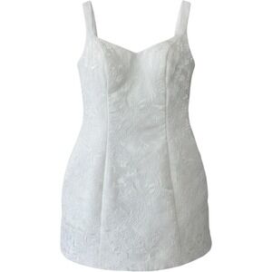 White Bridal Corset Mini Dress Floral Jacquard & Bow NWT 12